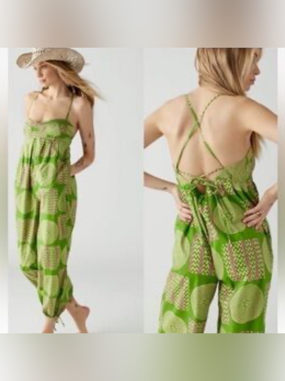 Urban Outfitters Boho Peasant Green  Jumpsuit Size XS